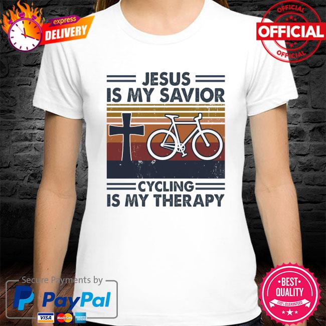 Jesus is my savior cycling is my therapy vintage shirt
