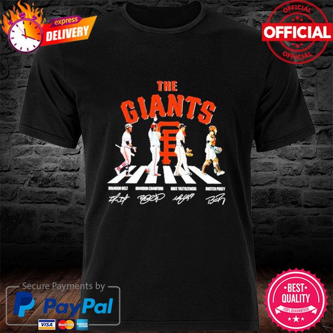 The giants abbey road brandon belt and brandon crawford and mike yastrzemski and buster posey shirt